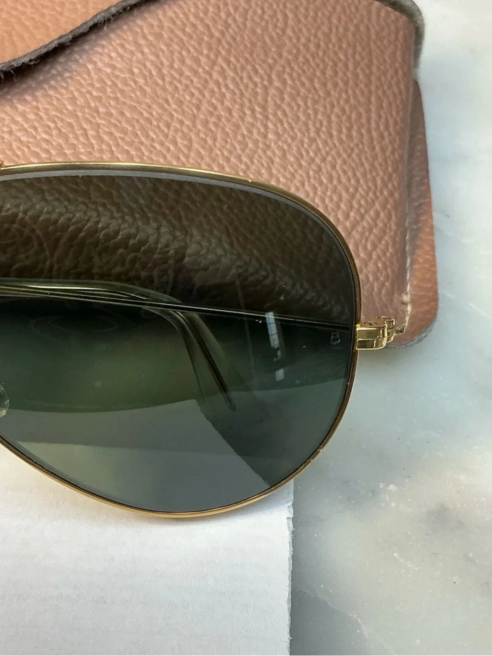 Ray-Ban Men Aviator Sunglasses Gold Metal Frame Green Tinted Glass Lens w/ Case4